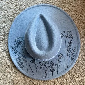 Handburned wide brim hat